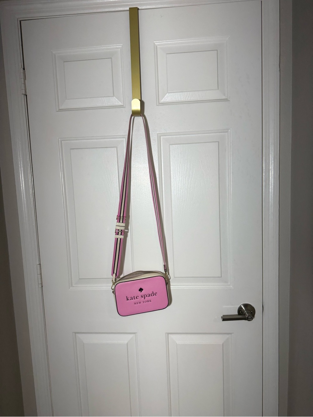 kate spade Pink Crossbody Camera Bag with Striped Strap
